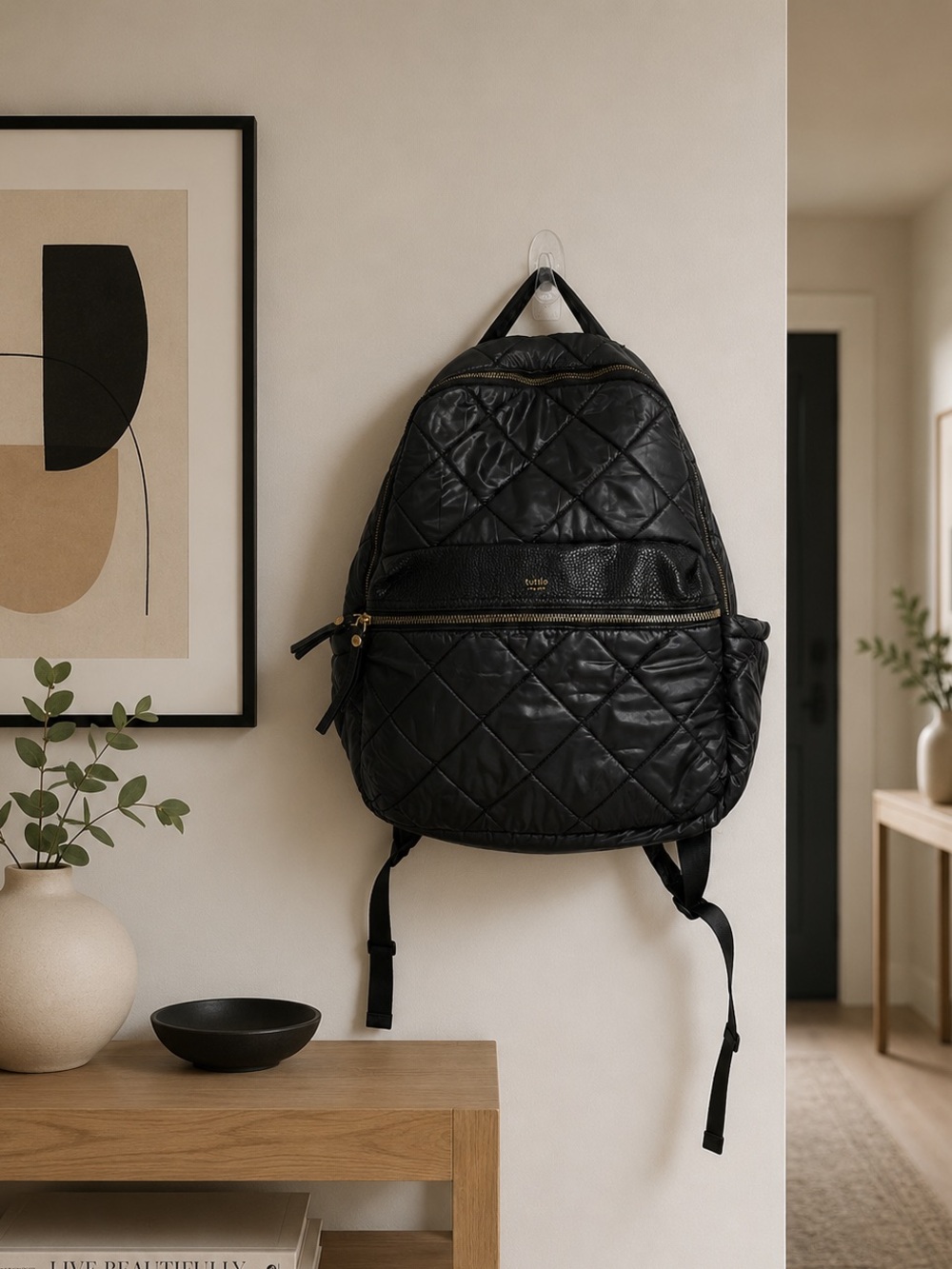 NWOT Tutilo New York Boost Black Quilted Travel Laptop Backpack